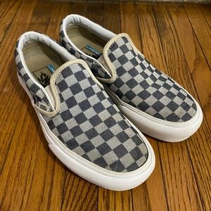 Denim Checkerboard Vans Platform Skate Shoes